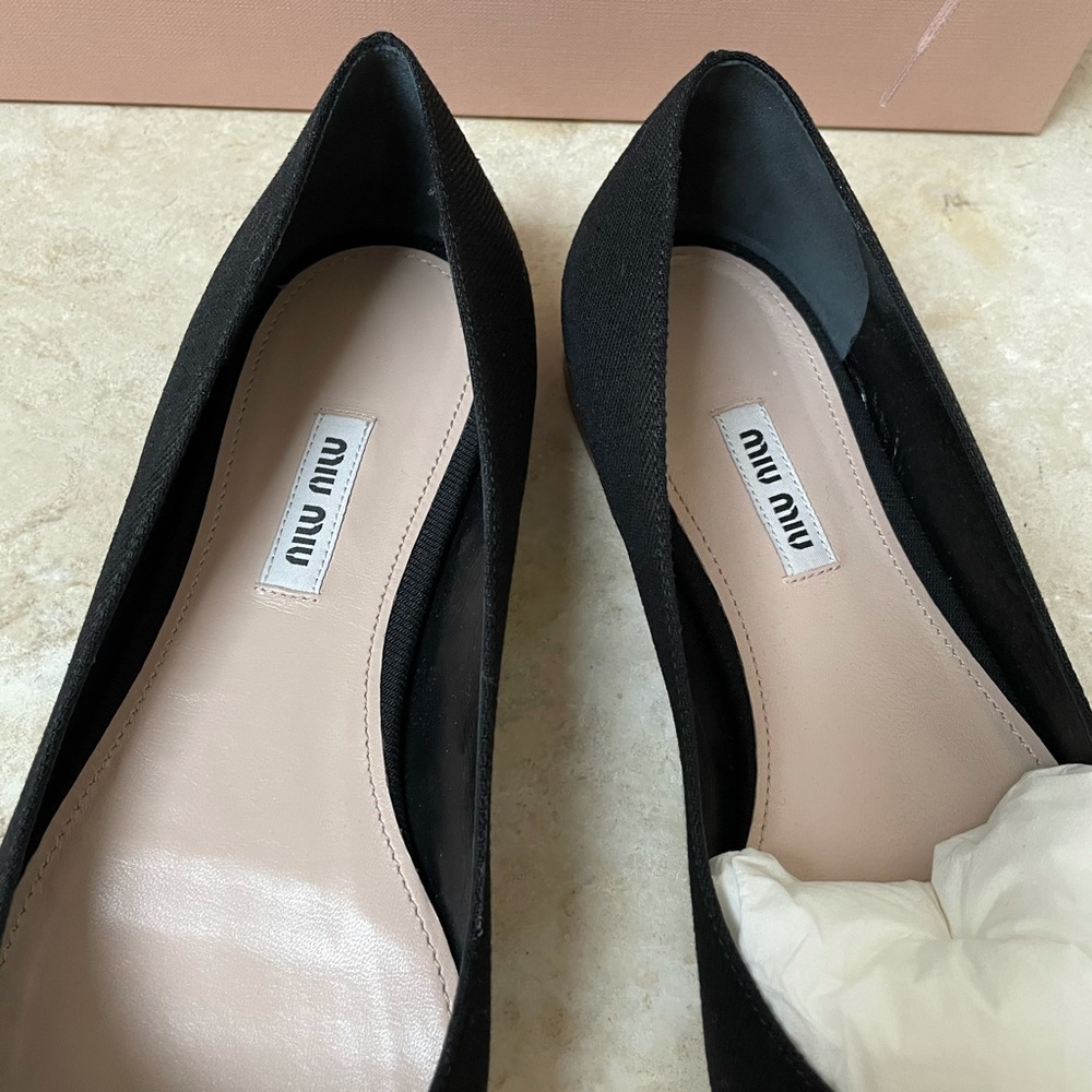 Authentic Miu Miu black denim flats size 40 NIB - Picture 12 of 16